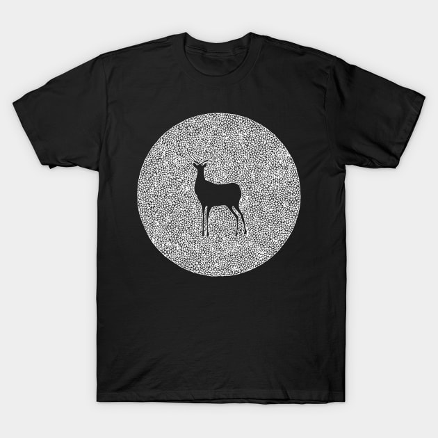 Deer Silhouette Design, Line Art Deer Animal T-Shirt by annagrunduls